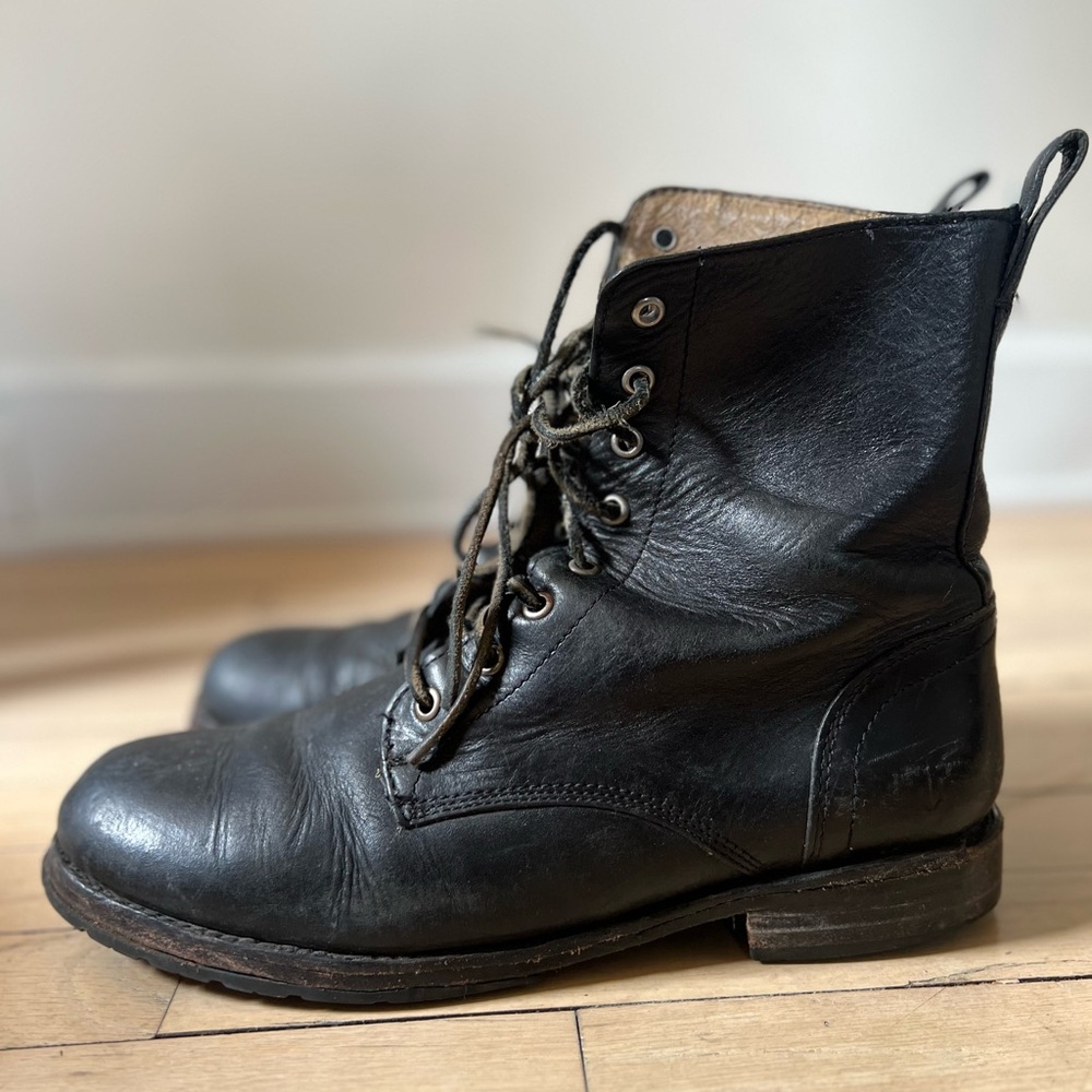 Frye Rogan Tall Lace Up Boots | Black | Vintage |  US Mens’s Size 9D